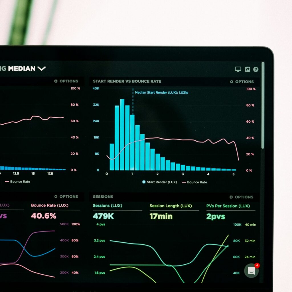 Analytics dashboard on a laptop screen