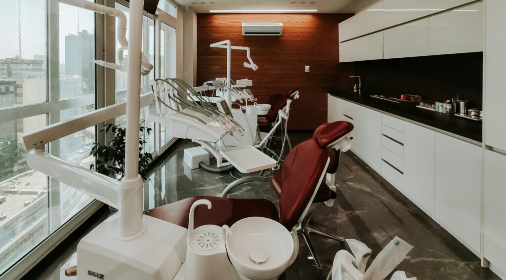 Dental treatment chair in a clinic