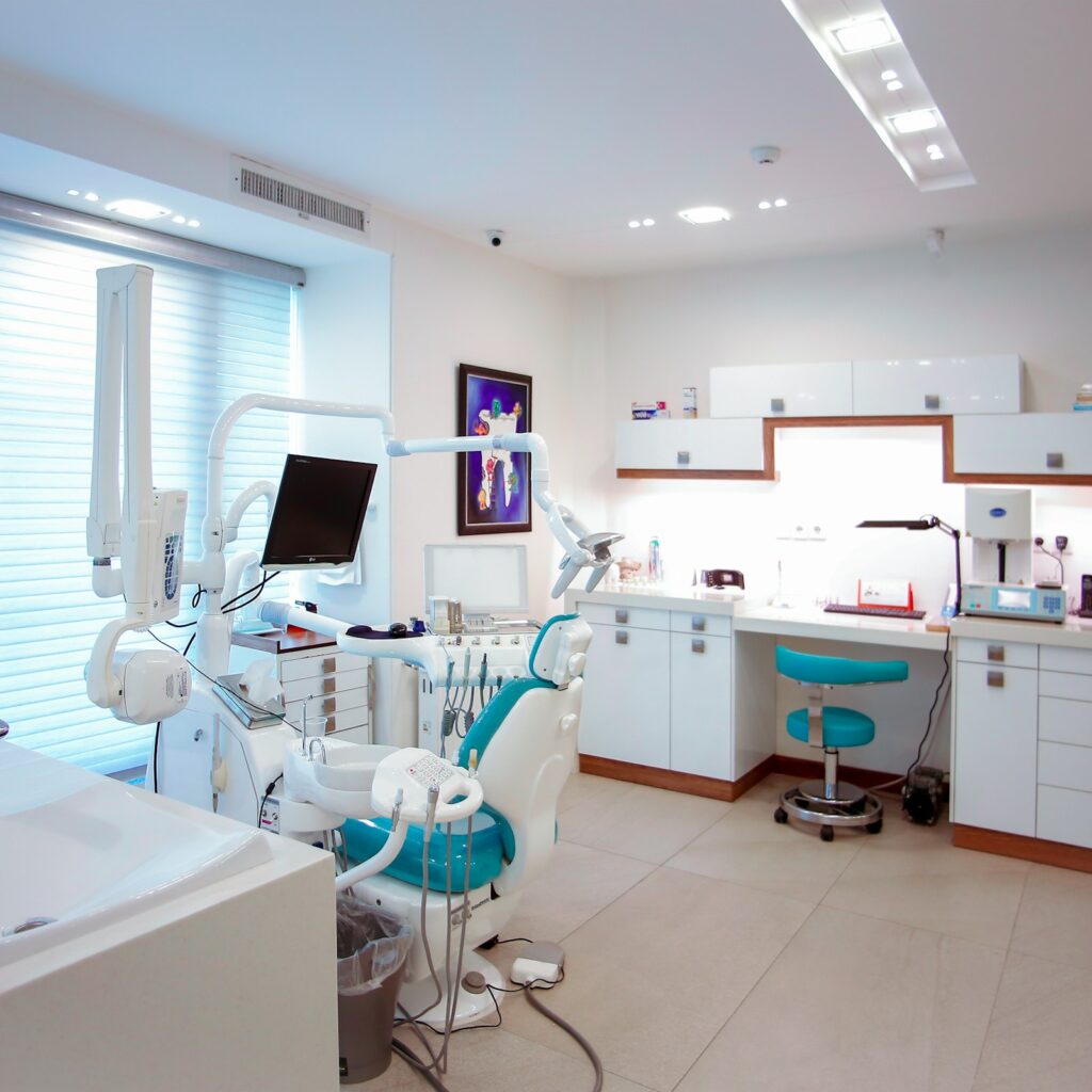 Modern dental office with chair and equipment