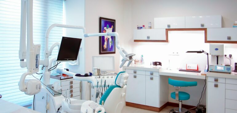 Modern dental office with chair and equipment